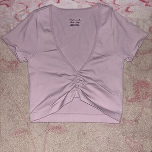 Urban Outfitters Lilac Ruched V-Neck Crop Top